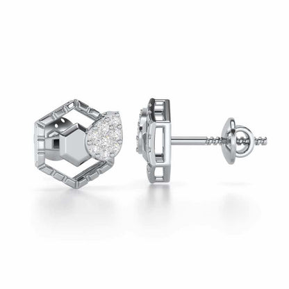 Brilliant Bliss Silver Stud Earrings - White Gold - Image 4