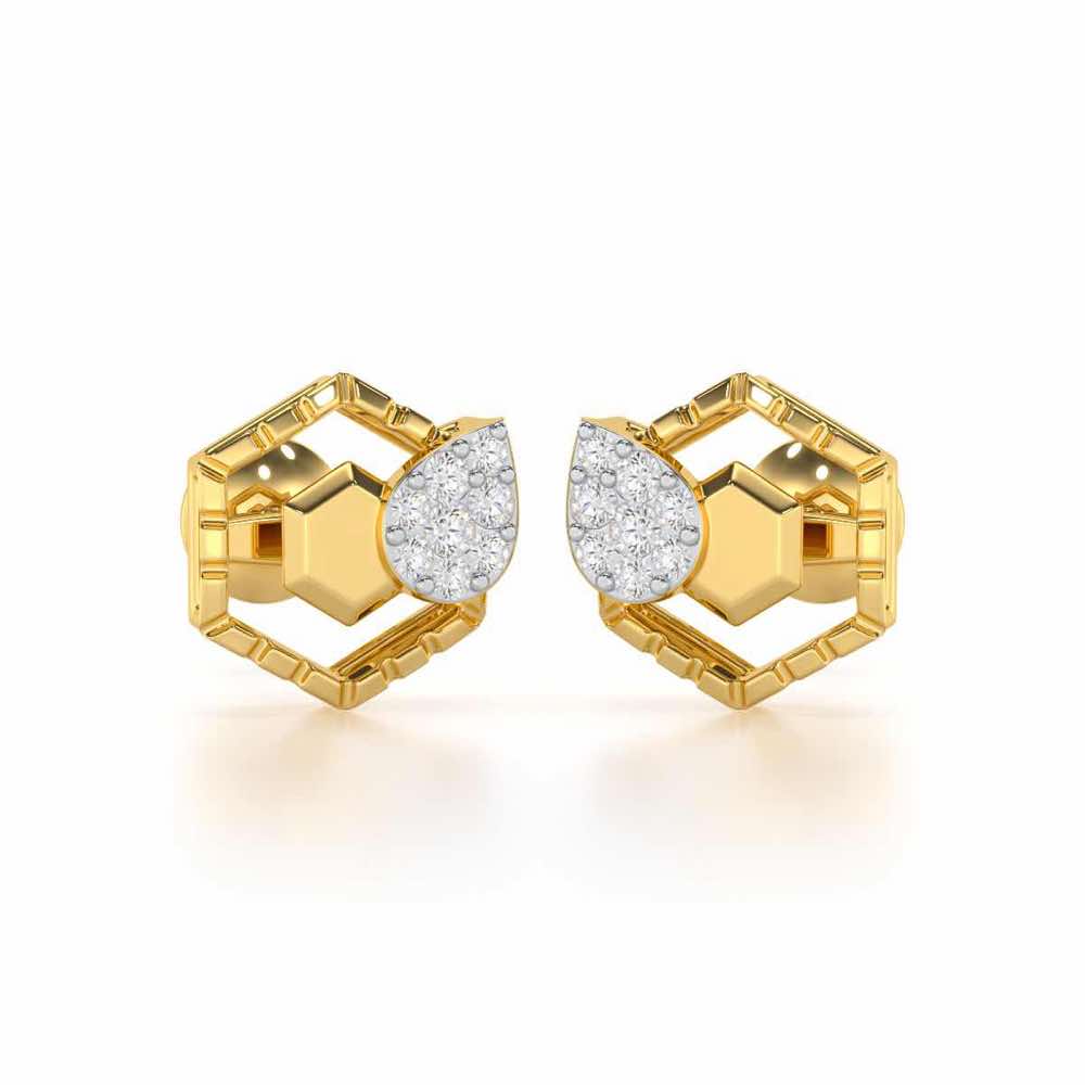 Brilliant Bliss Silver Stud Earrings - Yellow Gold - Image 1