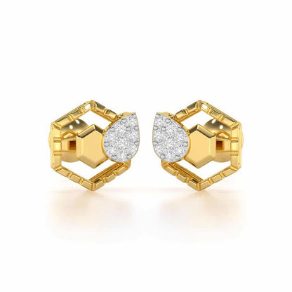 Brilliant Bliss Silver Stud Earrings - Yellow Gold - Image 1