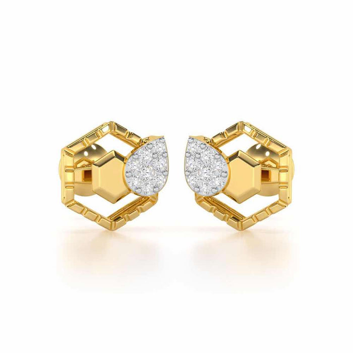 Brilliant Bliss Silver Stud Earrings - Yellow Gold - Image 1