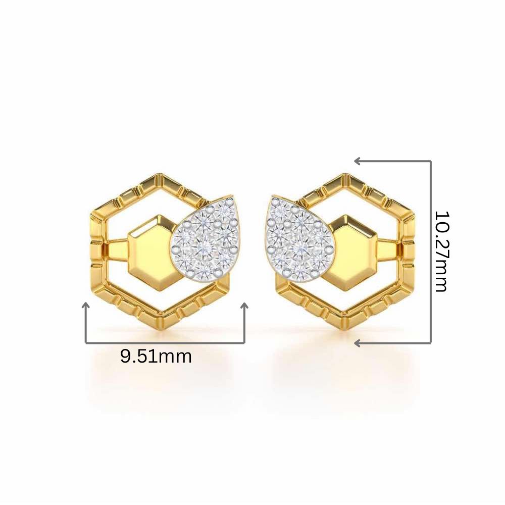 Brilliant Bliss Silver Stud Earrings - Yellow Gold - Image 2