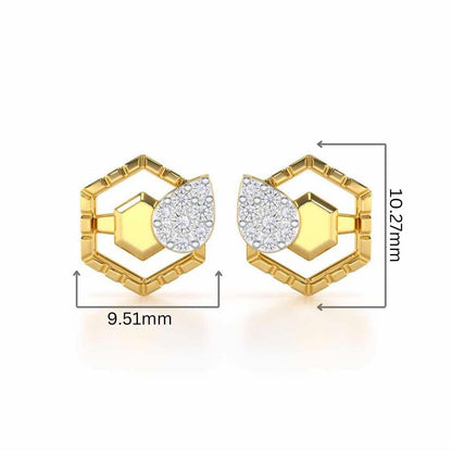 Brilliant Bliss Silver Stud Earrings - Yellow Gold - Image 2