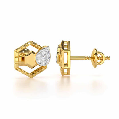 Brilliant Bliss Silver Stud Earrings - Yellow Gold - Image 4