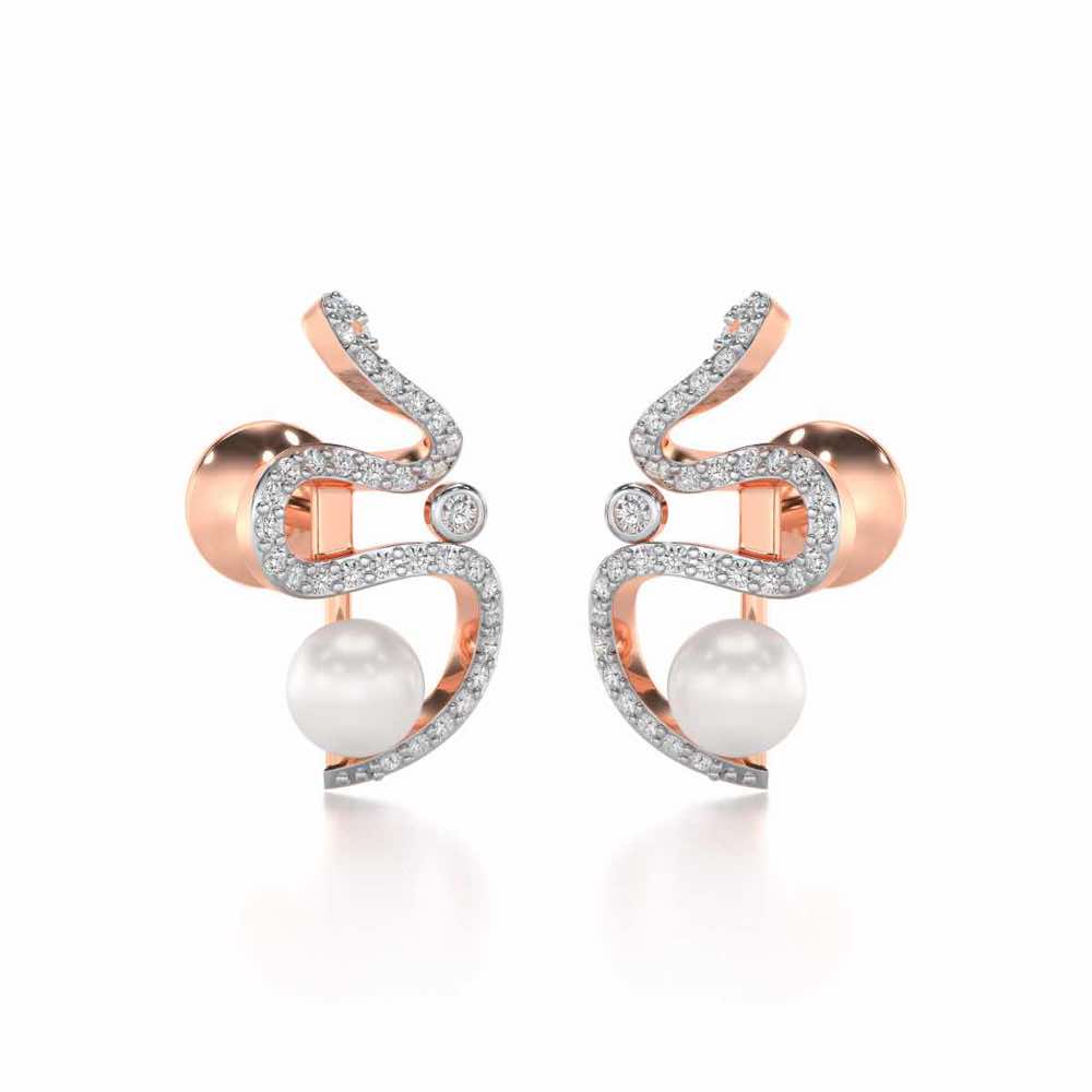 Brim Silver Pearl Earrings - Rose Gold - Image 1