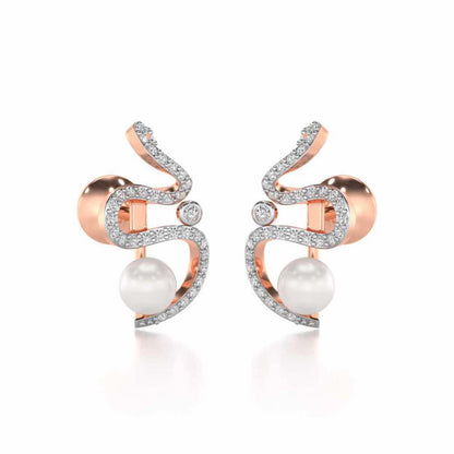 Brim Silver Pearl Earrings - Rose Gold - Image 1