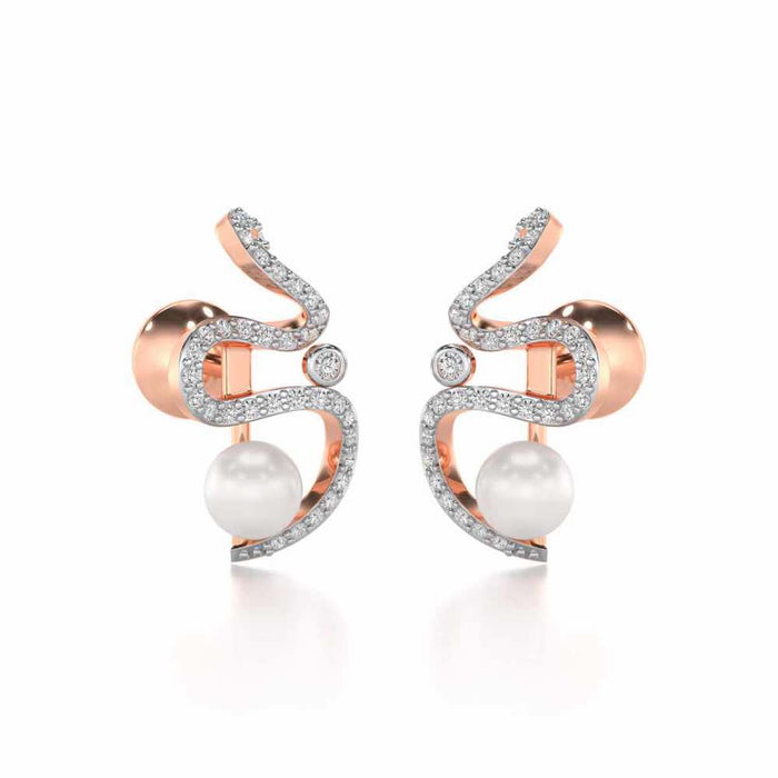 Brim Silver Pearl Earrings - Rose Gold - Image 1