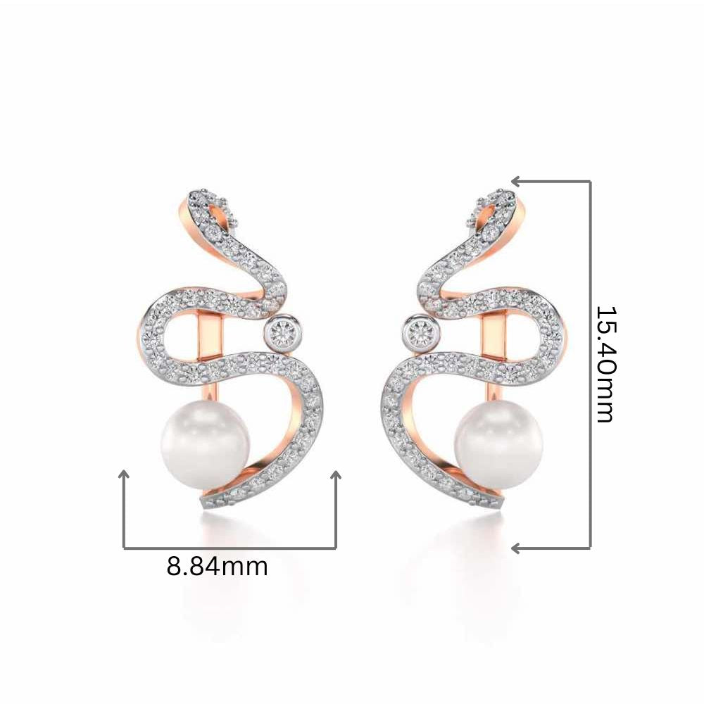 Brim Silver Pearl Earrings - Rose Gold - Image 2