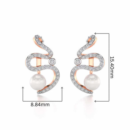 Brim Silver Pearl Earrings - Rose Gold - Image 2