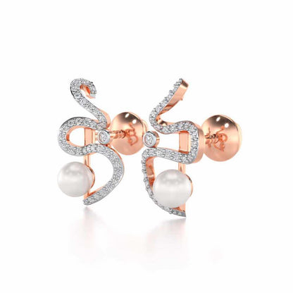 Brim Silver Pearl Earrings - Rose Gold - Image 3