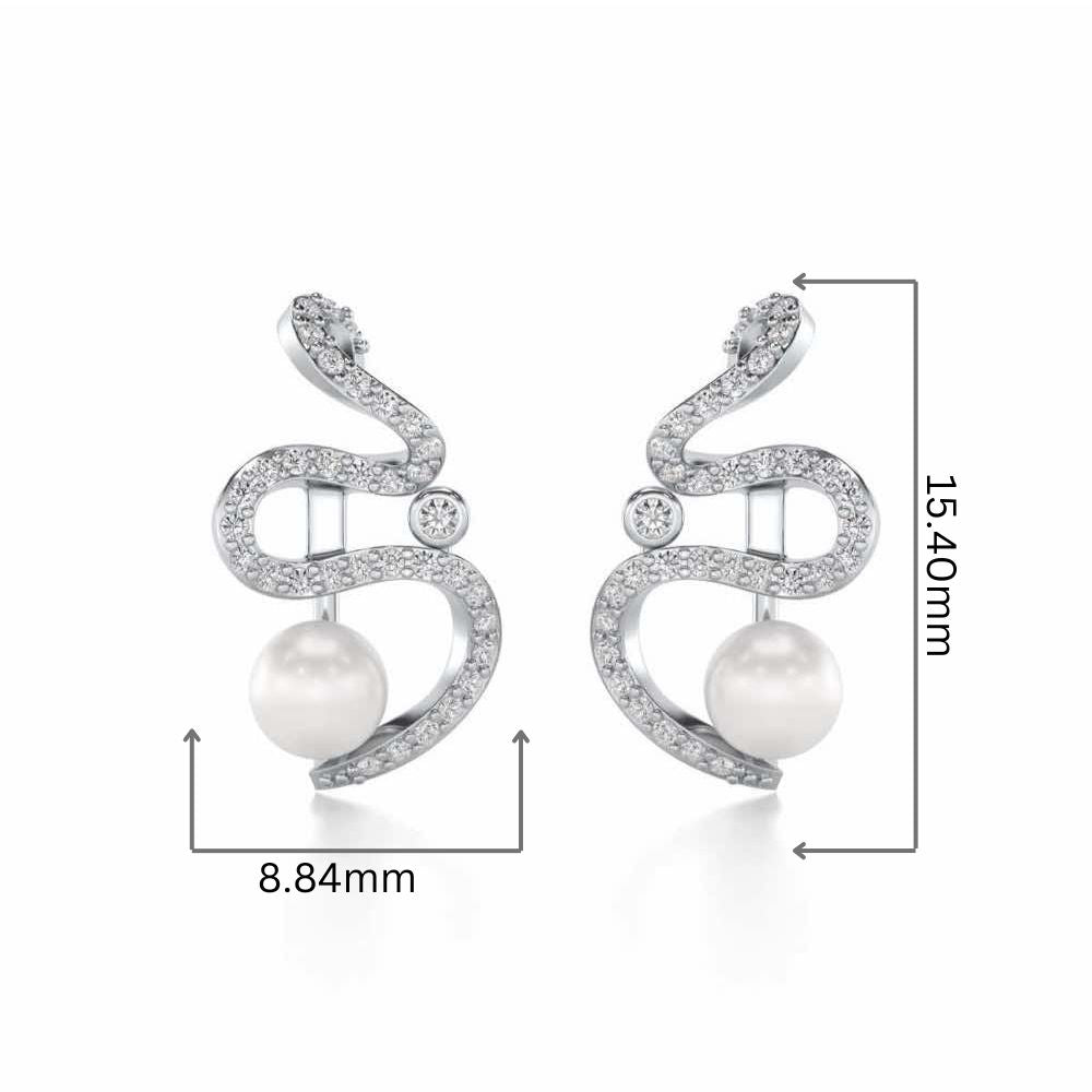 Brim Silver Pearl Earrings - White Gold - Image 2