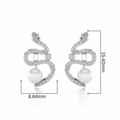 Brim Silver Pearl Earrings - White Gold - Image 2