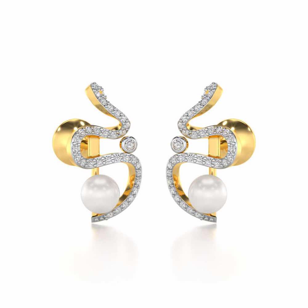 Brim Silver Pearl Earrings - Yellow Gold - Image 1
