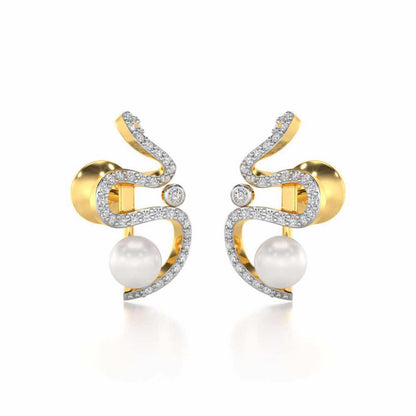 Brim Silver Pearl Earrings - Yellow Gold - Image 1
