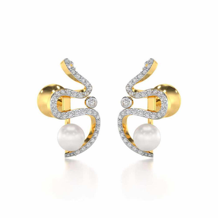 Brim Silver Pearl Earrings - Yellow Gold - Image 1