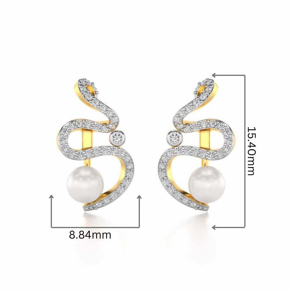 Brim Silver Pearl Earrings - Yellow Gold - Image 2