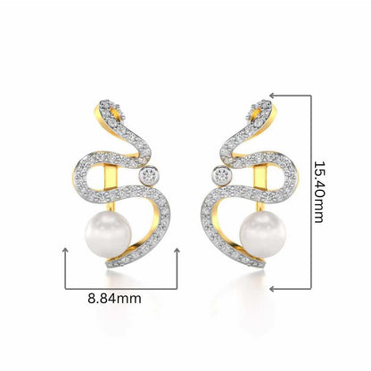 Brim Silver Pearl Earrings - Yellow Gold - Image 2