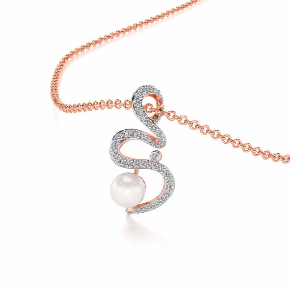 Brim Silver Pearl Pendant - Rose Gold - Image 1