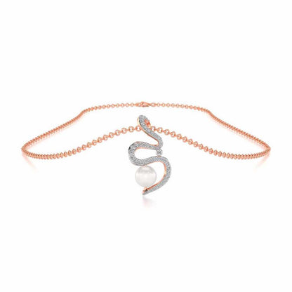 Brim Silver Pearl Pendant - Rose Gold - Image 3