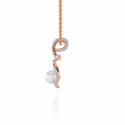 Brim Silver Pearl Pendant - Rose Gold - Image 4