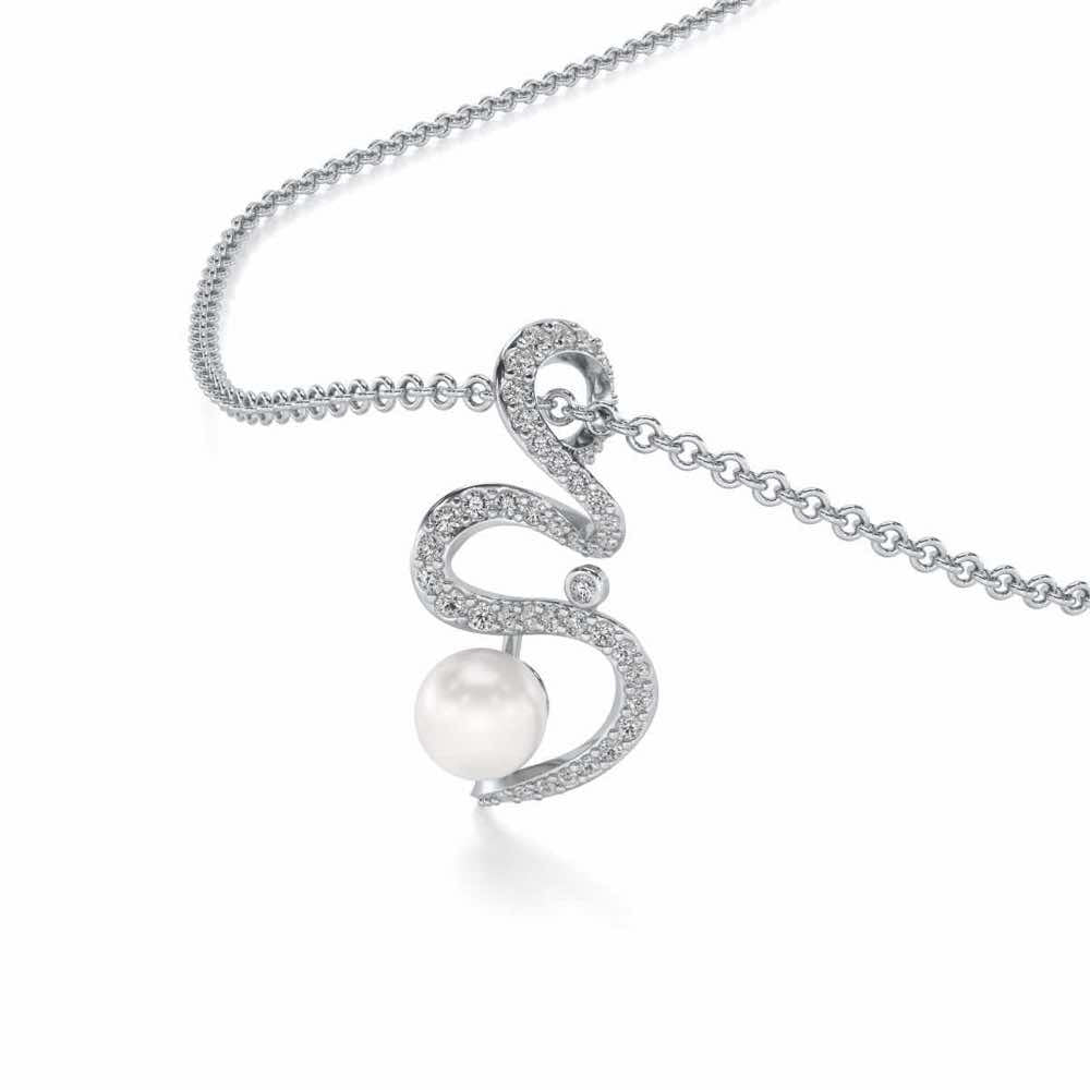 Brim Silver Pearl Pendant - White Gold - Image 1