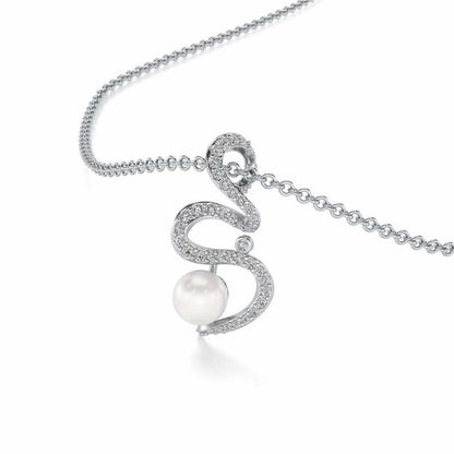Brim Silver Pearl Pendant - White Gold - Image 1