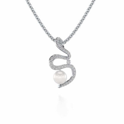 Brim Silver Pearl Pendant - White Gold - Image 2