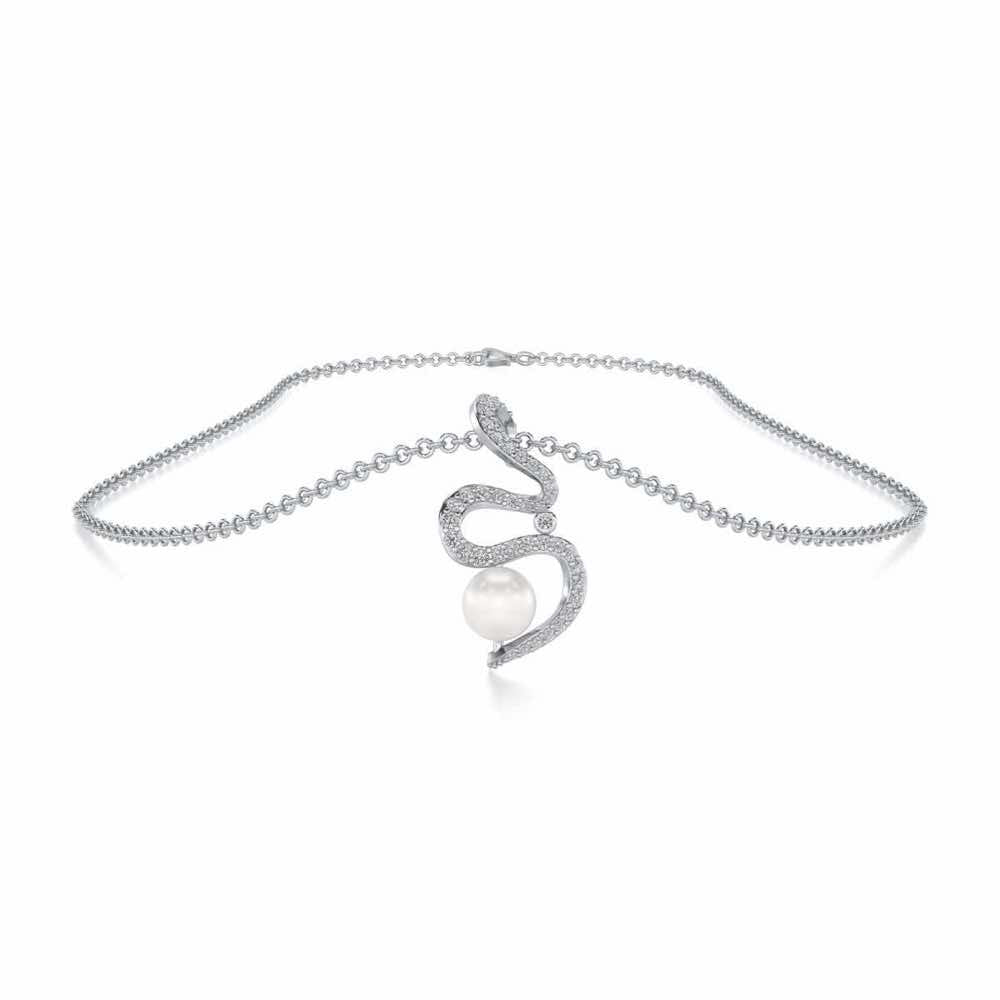 Brim Silver Pearl Pendant - White Gold - Image 3