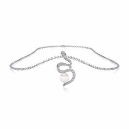 Brim Silver Pearl Pendant - White Gold - Image 3