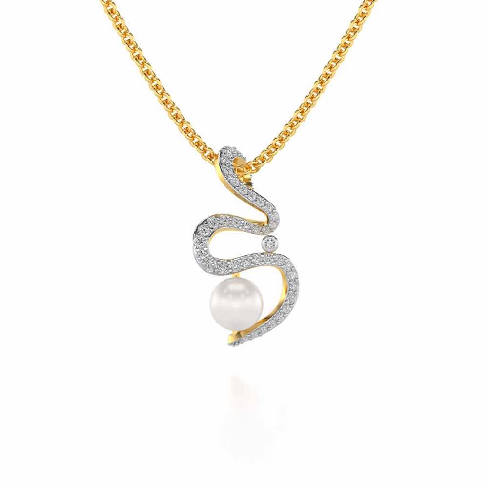 Brim Silver Pearl Pendant - Yellow Gold - Image 2