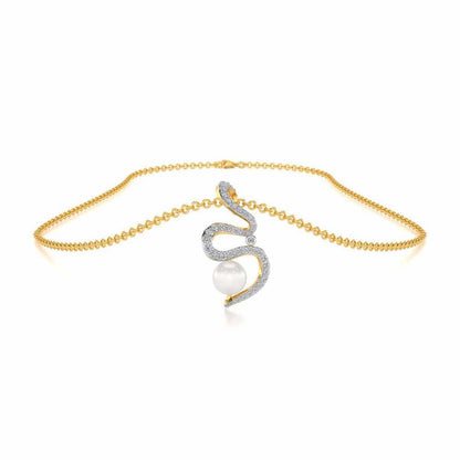 Brim Silver Pearl Pendant - Yellow Gold - Image 3