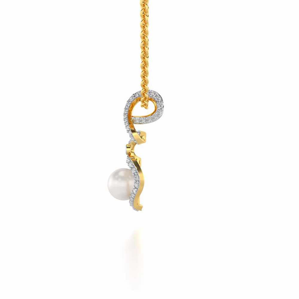 Brim Silver Pearl Pendant - Yellow Gold - Image 4