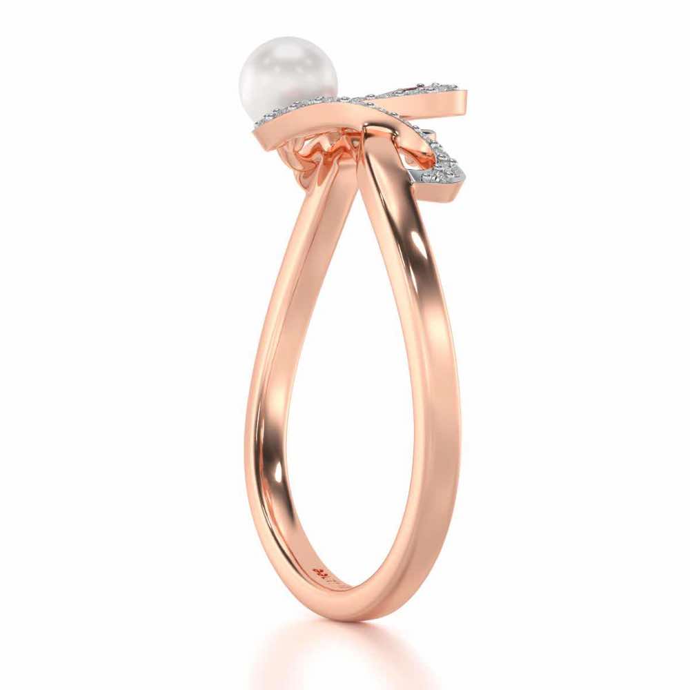 Brim Silver Pearl Ring - Rose Gold - Image 3