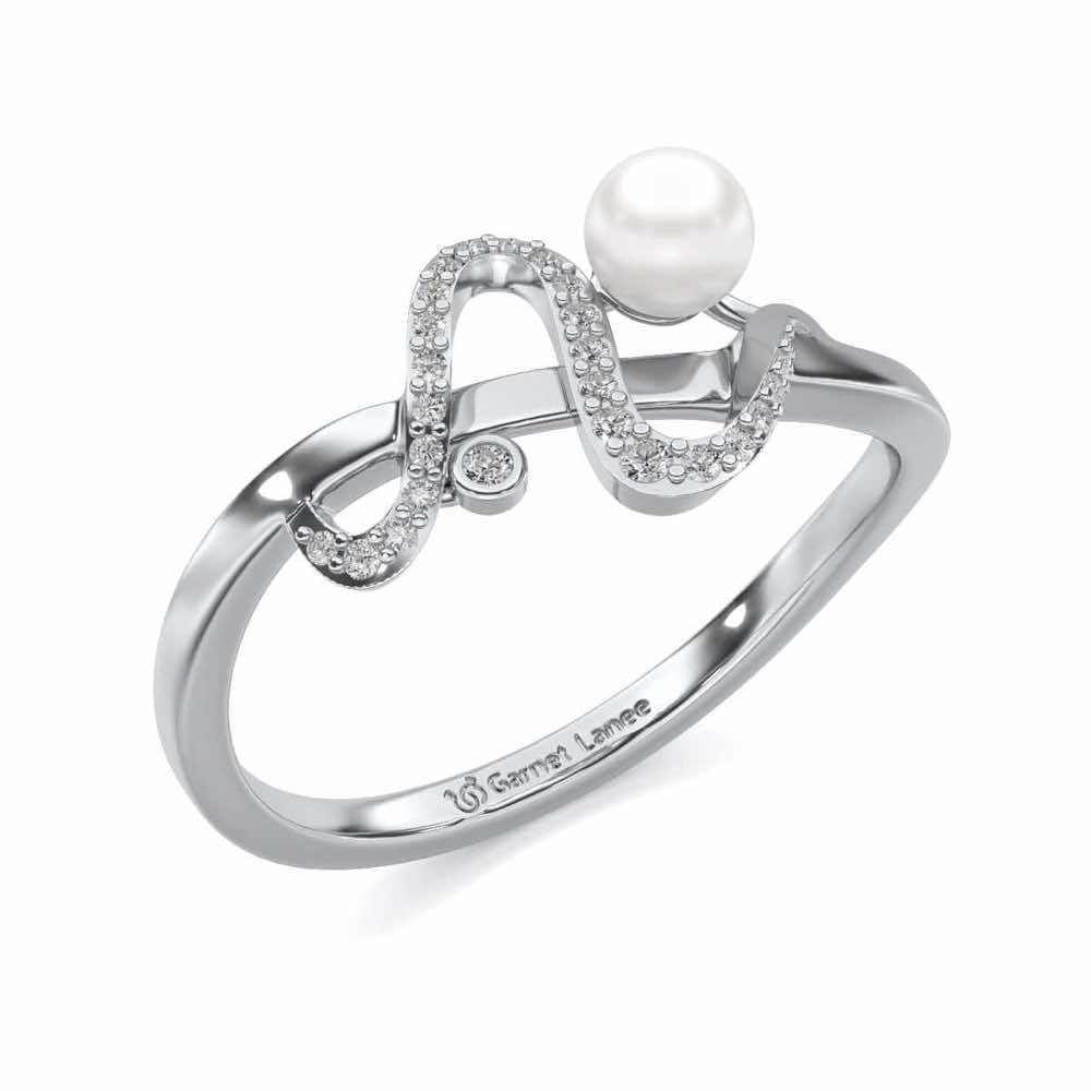 Brim Silver Pearl Ring - White Gold - Image 1
