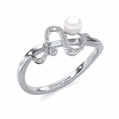 Brim Silver Pearl Ring - White Gold - Image 1