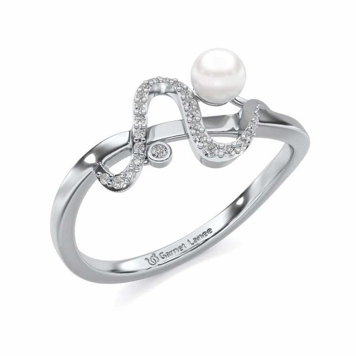 Brim Silver Pearl Ring - White Gold - Image 1
