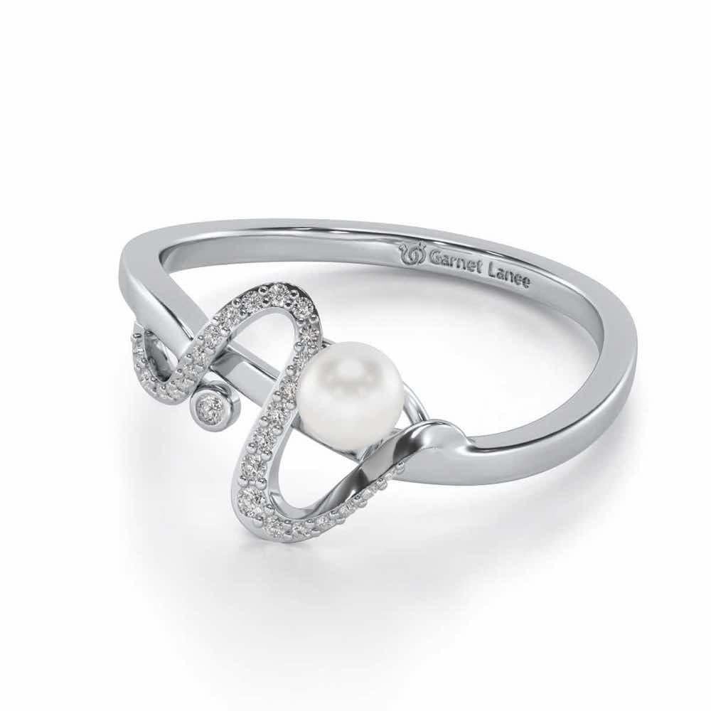 Brim Silver Pearl Ring - White Gold - Image 2