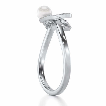 Brim Silver Pearl Ring - White Gold - Image 3