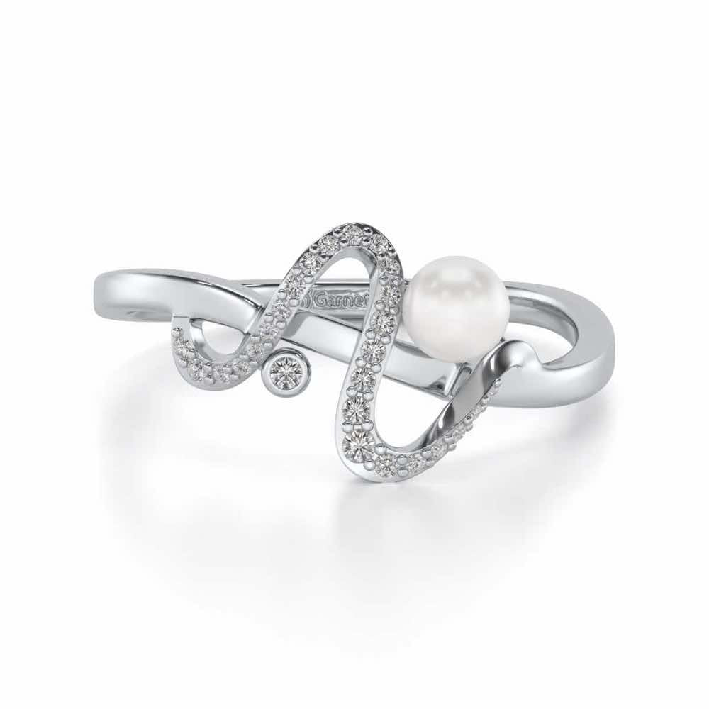 Brim Silver Pearl Ring - White Gold - Image 4