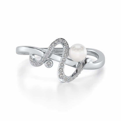 Brim Silver Pearl Ring - White Gold - Image 4