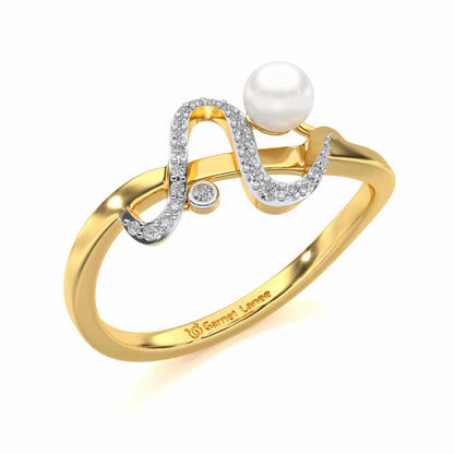Brim Silver Pearl Ring - Yellow Gold - Image 1