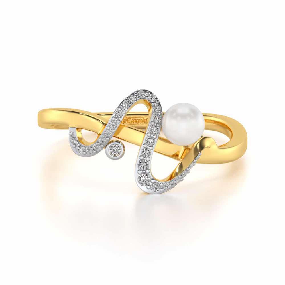 Brim Silver Pearl Ring - Yellow Gold - Image 4