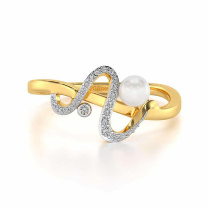 Brim Silver Pearl Ring - Yellow Gold - Image 4