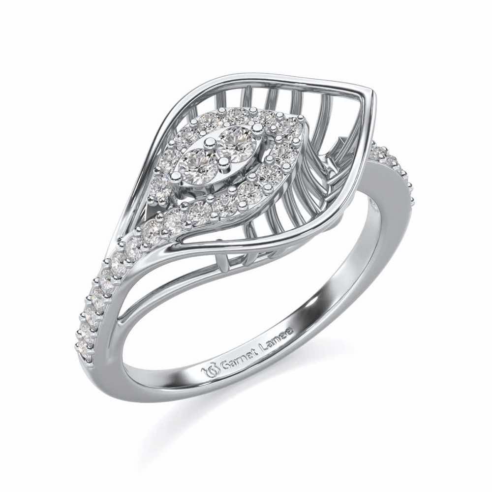 Broadway Petal Silver Ring - White Gold - Image 1