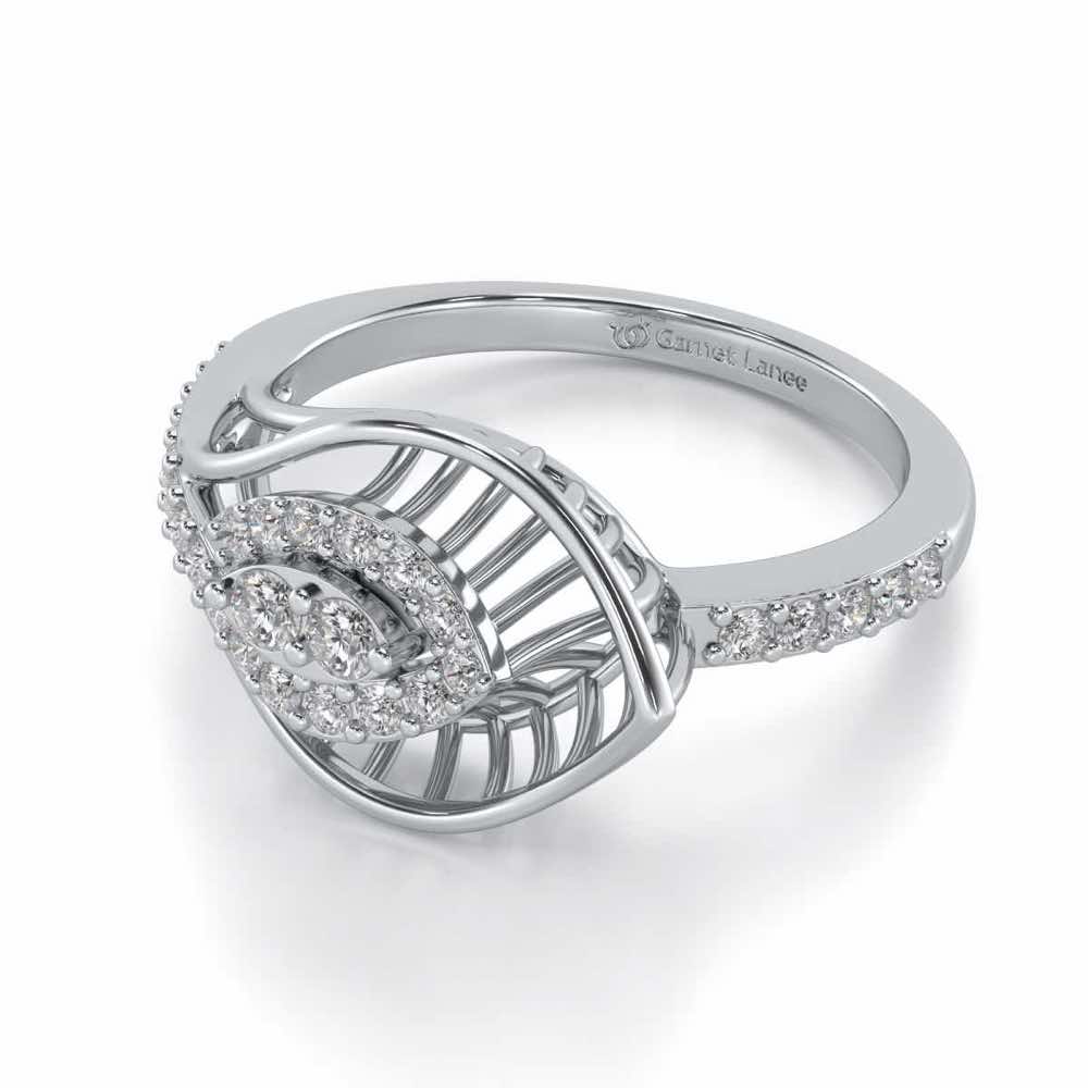 Broadway Petal Silver Ring - White Gold - Image 2