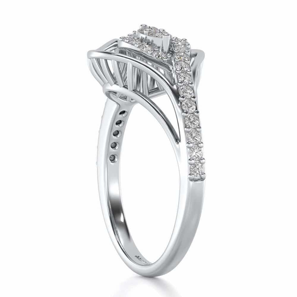 Broadway Petal Silver Ring - White Gold - Image 3