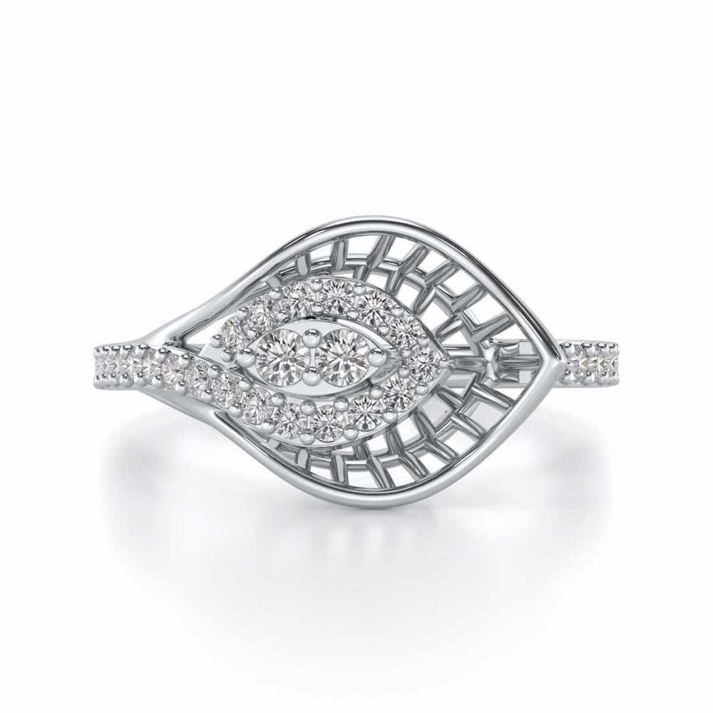 Broadway Petal Silver Ring - White Gold - Image 4