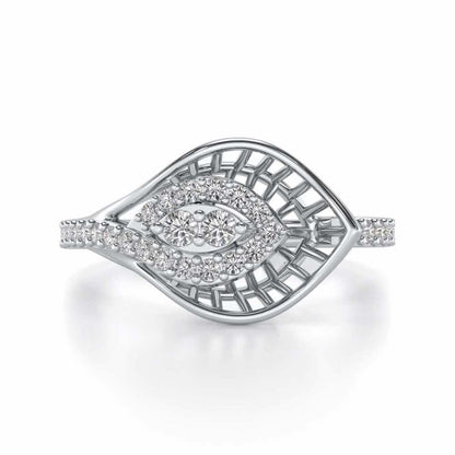 Broadway Petal Silver Ring - White Gold - Image 4