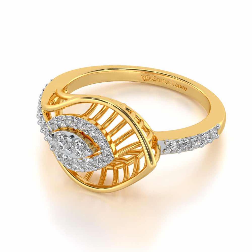 Broadway Petal Silver Ring - Yellow Gold - Image 2