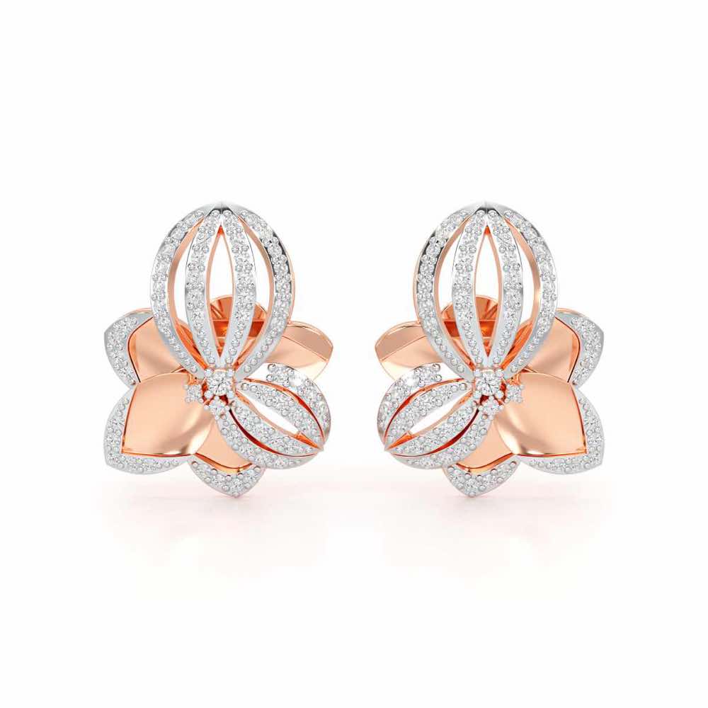 Bubble Bloom Silver Earrings - Rose Gold - Image 1
