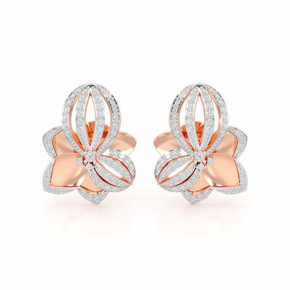 Bubble Bloom Silver Earrings - Rose Gold - Image 1